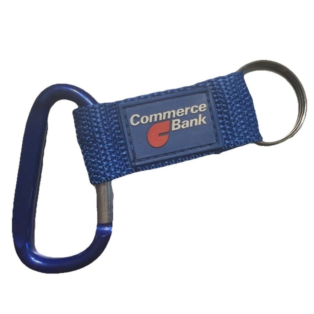 Vintage Commerce Bank CARABINER SPRING CLIP 2.25" KEYCHAIN KEY RING HOOK CLIP